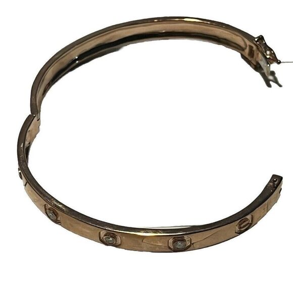 Rose Toned Diamond Eternity Bracelet Sterling Silver 14kt Rose Gold Overlay - Picture 7 of 13